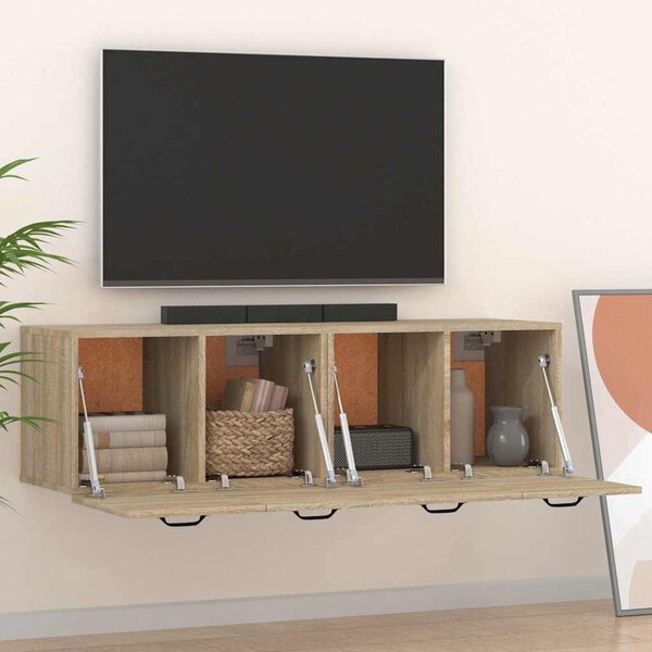 2 db sonoma tölgy színű szerelt fa faliszekrény 80x35x36,5 cm