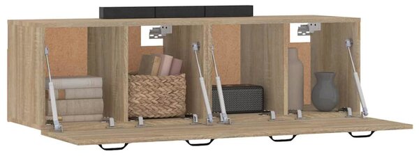 2 db sonoma tölgy színű szerelt fa faliszekrény 80x35x36,5 cm