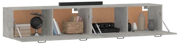 2 db betonszürke szerelt fa faliszekrény 100 x 36,5 x 35 cm