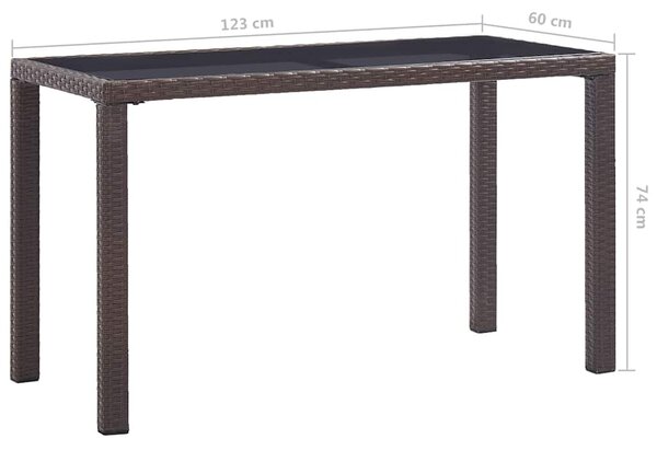 Barna polyrattan kerti asztal 123 x 60 x 74 cm