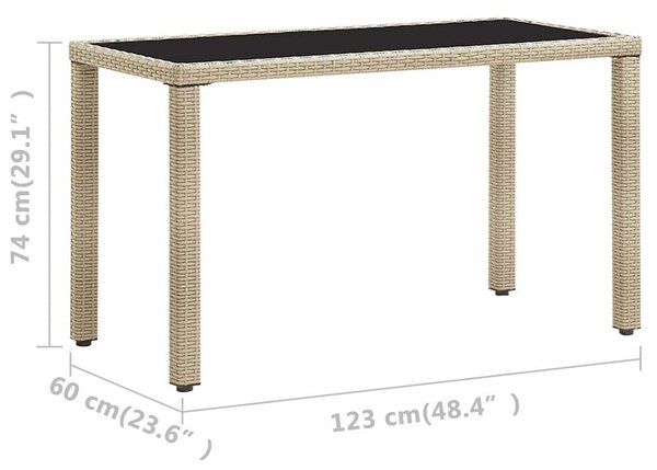 Bézs polyrattan kerti asztal 123 x 60 x 74 cm