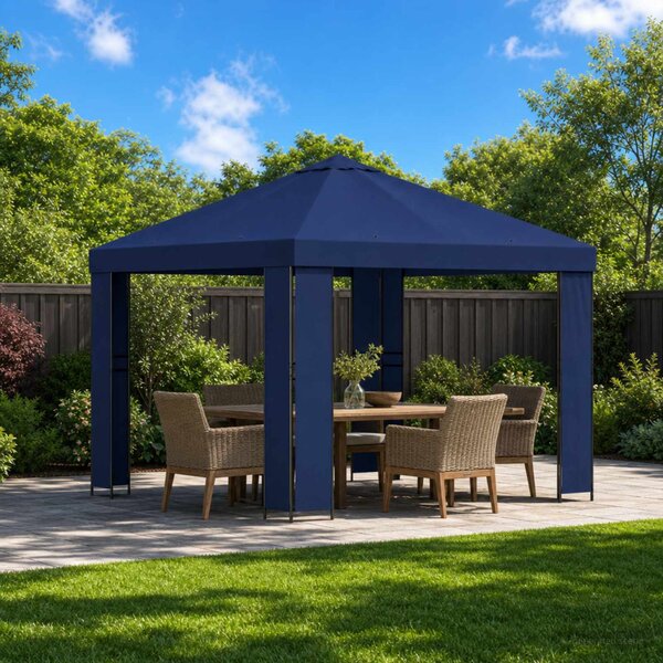 Pavilon 3 x 3 m Kék Poliészter és acél 190 gsm