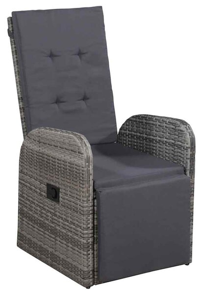 3 darabos szürke polyrattan bisztrószett párnákkal