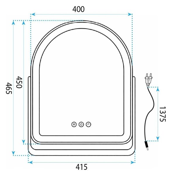 LED Tükör GLAM L.Gold 40x45cm