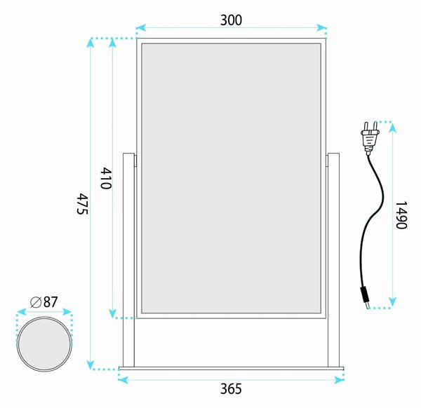 LED Tükör LUMI Black 30x40cm