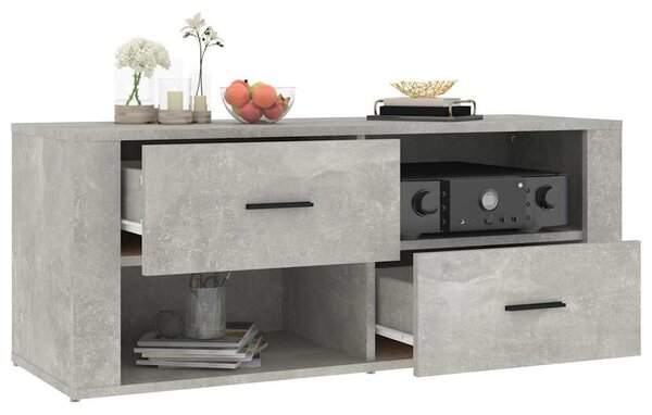 Betonszürke szerelt fa TV-szekrény 100x35x40 cm