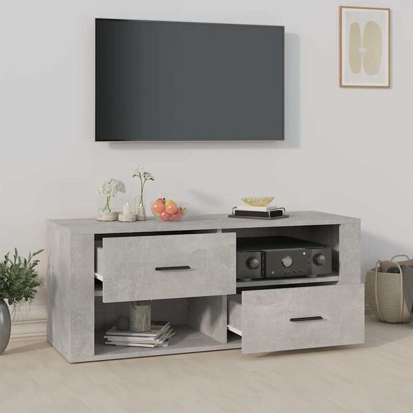 Betonszürke szerelt fa TV-szekrény 100x35x40 cm