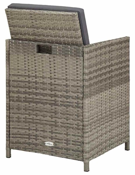2 db szürke polyrattan kerti szék párnával