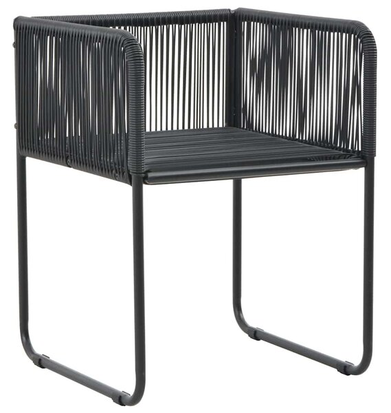 2 db fekete polyrattan kültéri szék párnával