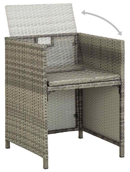 2 db szürke polyrattan kerti szék párnával