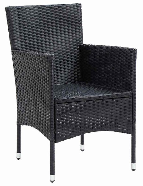 4 db fekete polyrattan kerti étkezőszék
