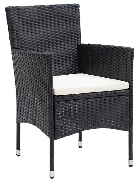 4 db fekete polyrattan kerti étkezőszék