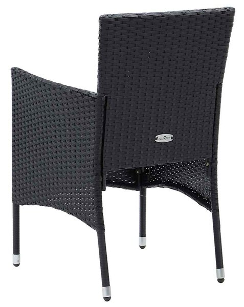 4 db fekete polyrattan kerti étkezőszék
