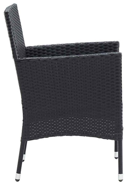4 db fekete polyrattan kerti étkezőszék