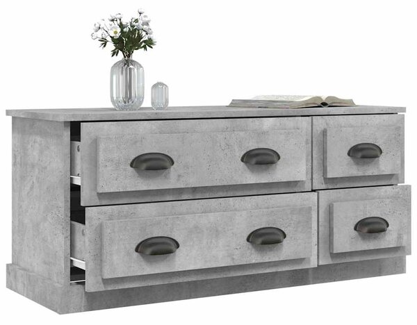 Betonszürke szerelt fa TV-szekrény 100 x 35,5 x 45 cm