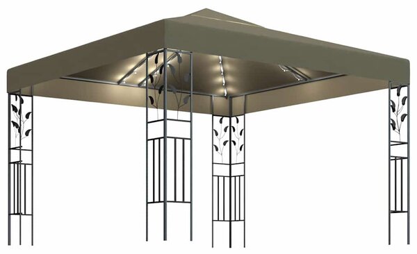 Tópszínű pavilon LED fényfüzérrel 3 x 3 m