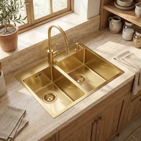 Acél mosogatótálca Toby BRUSH GOLD
