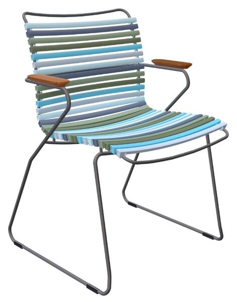 Kék-zöld HOUE Click műanyag kerti szék karfával