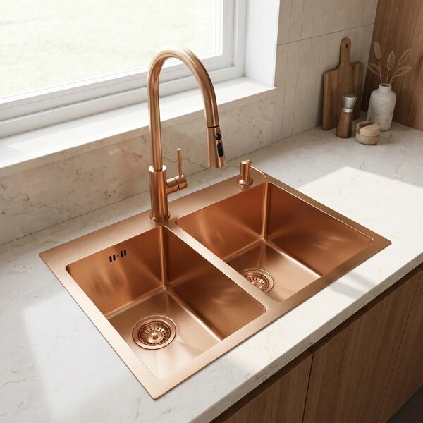 Acél mosogatótálca Toby BRUSH COPPER