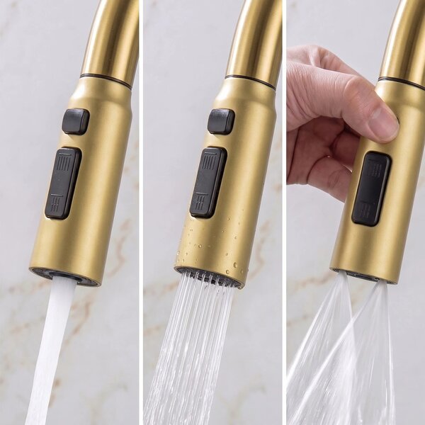 Multifunkciós 10 az 1-ben acél mosogató REA Alonzo Brush Gold