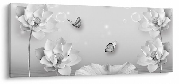 Kép - Virágos dizájn pillangókkal (120x50 cm)