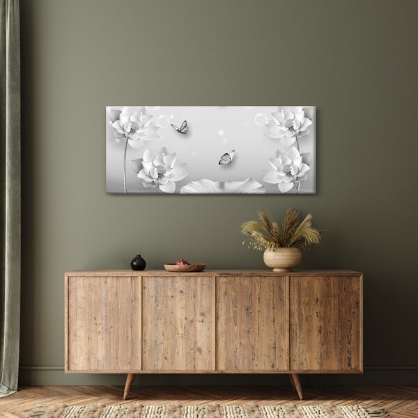 Kép - Virágos dizájn pillangókkal (120x50 cm)