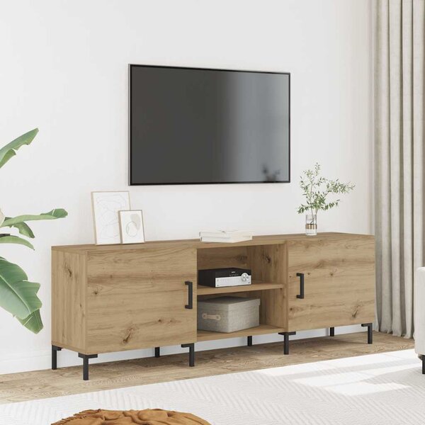 Kézműves tölgy színű szerelt fa TV-szekrény 150 x 30 x 50 cm