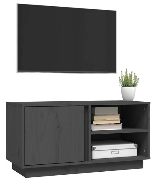 Szürke tömör fenyőfa TV-szekrény 80 x 35 x 40,5 cm