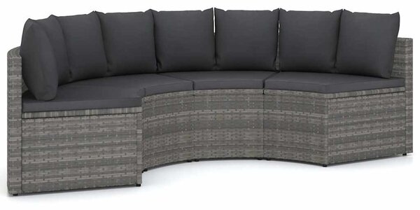4 részes szürke polyrattan kerti kanapészett párnákkal