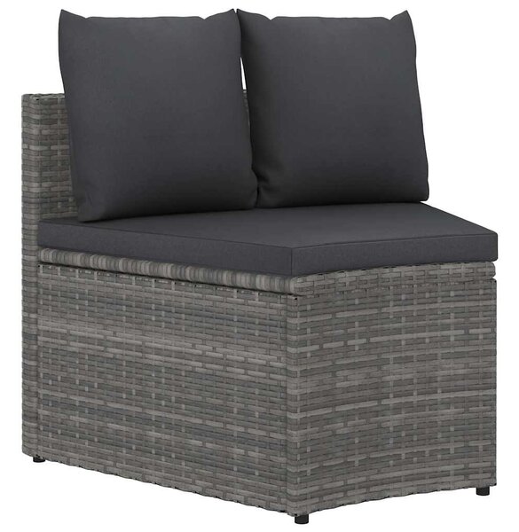 4 részes szürke polyrattan kerti kanapészett párnákkal