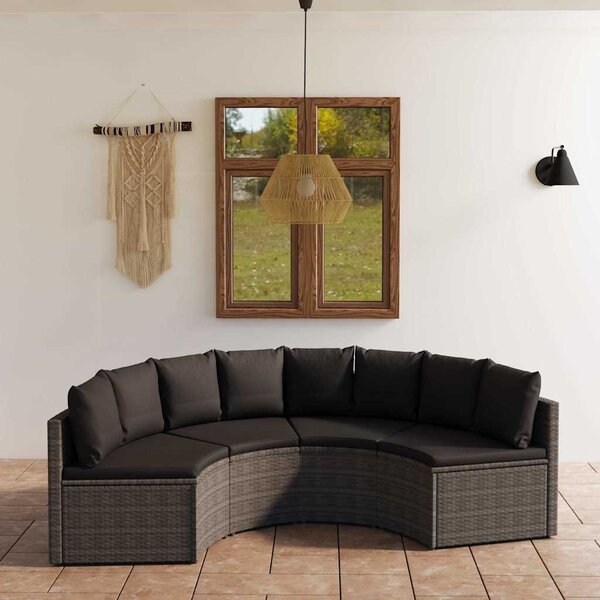 4 részes szürke polyrattan kerti kanapészett párnákkal