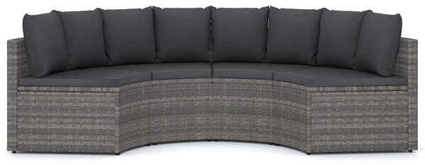 4 részes szürke polyrattan kerti kanapészett párnákkal