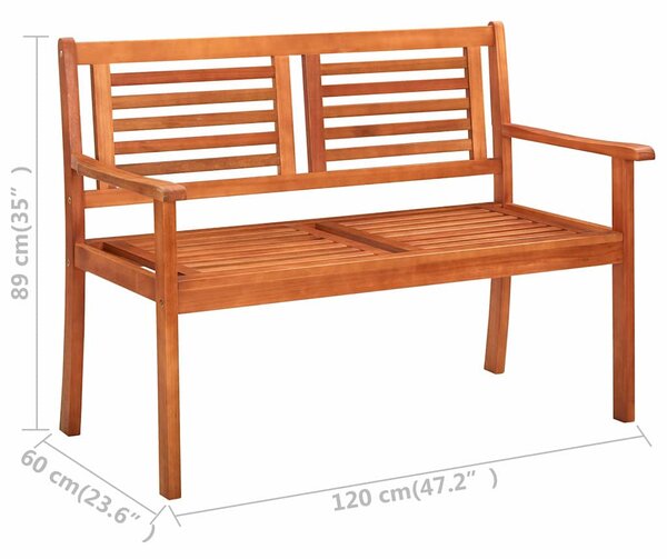Kétszemélyes tömör eukaliptuszfa kerti pad 120 cm