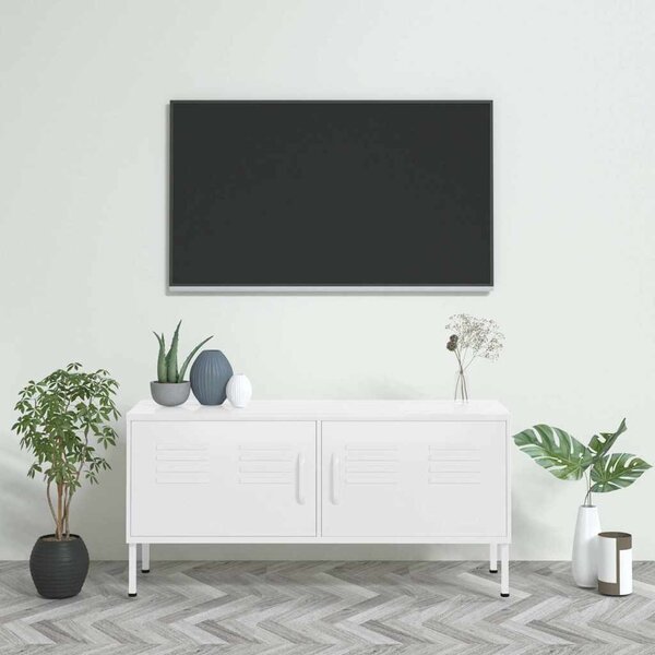 Fehér acél TV-szekrény 105 x 35 x 50 cm