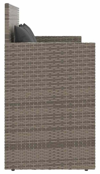 Szürke polyrattan akácfa kerti pad párnával