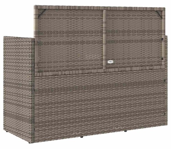 Szürke polyrattan akácfa kerti pad párnával