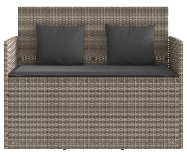 Szürke polyrattan akácfa kerti pad párnával