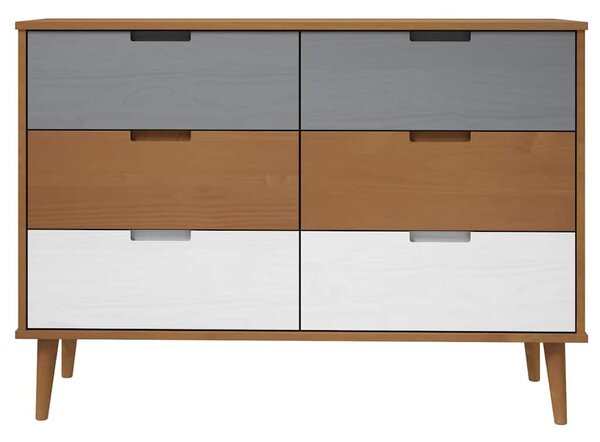 MOLDE barna tömör fenyőfa fiókos szekrény 113 x 40 x 80 cm