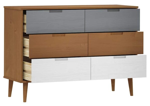 MOLDE barna tömör fenyőfa fiókos szekrény 113 x 40 x 80 cm
