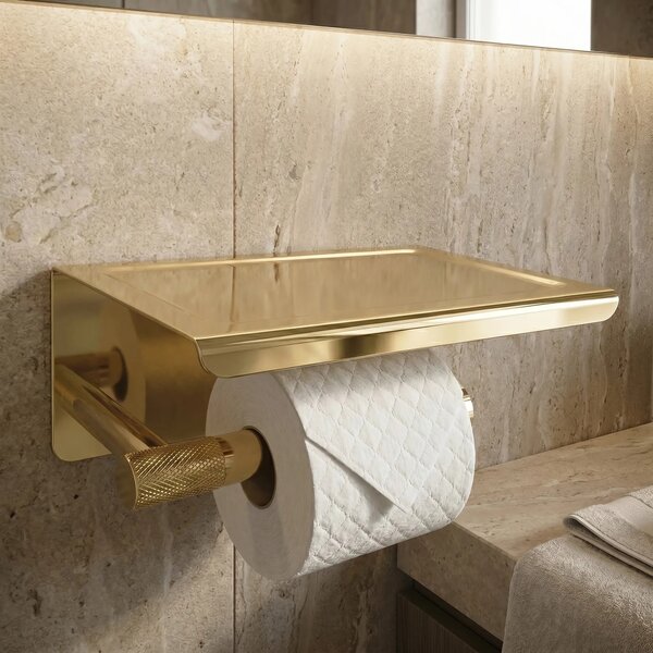 WC-papír tartó polccal 6613 Modern Gold