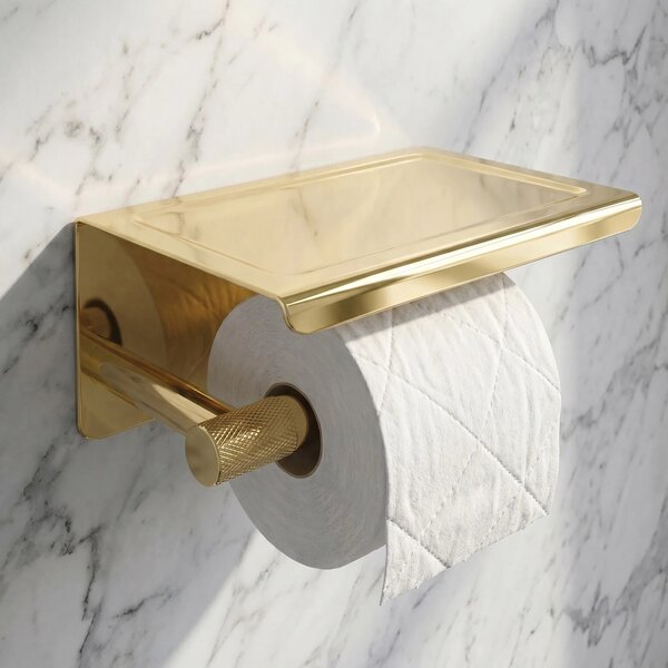 WC-papír tartó polccal 6613 Modern Gold