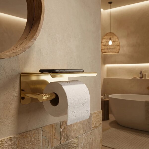 WC-papír tartó polccal 6613 Modern Gold