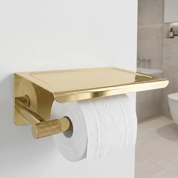 WC-papír tartó polccal 6613 Modern Gold