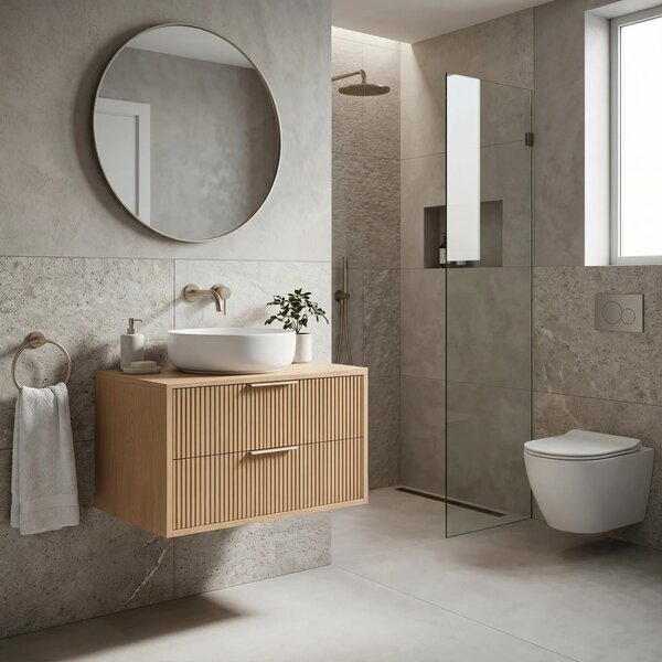 Mosdószekrény Rea Mono 80cm Beige