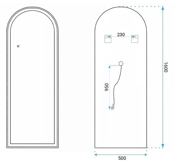 Tükör LED Orbit 50x160cm White
