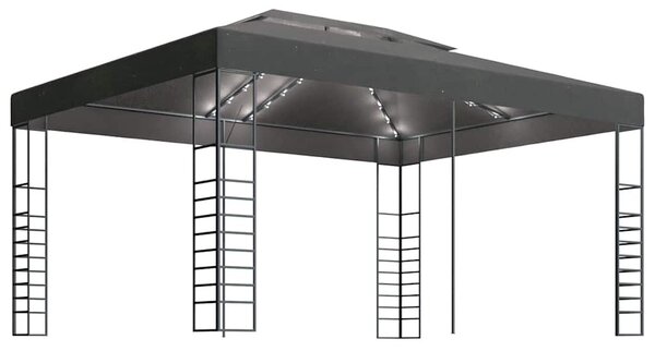 Antracitszürke pavilon LED fényfüzérrel 3 x 4 m