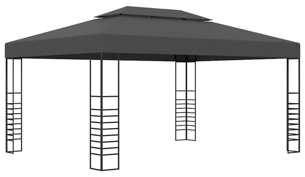 Antracitszürke pavilon LED fényfüzérrel 3 x 4 m