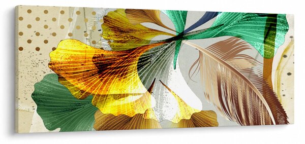 Kép - Levelek tollal (120x50 cm)