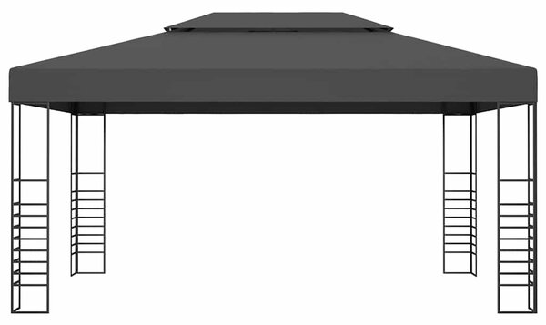 Antracitszürke pavilon LED fényfüzérrel 3 x 4 m