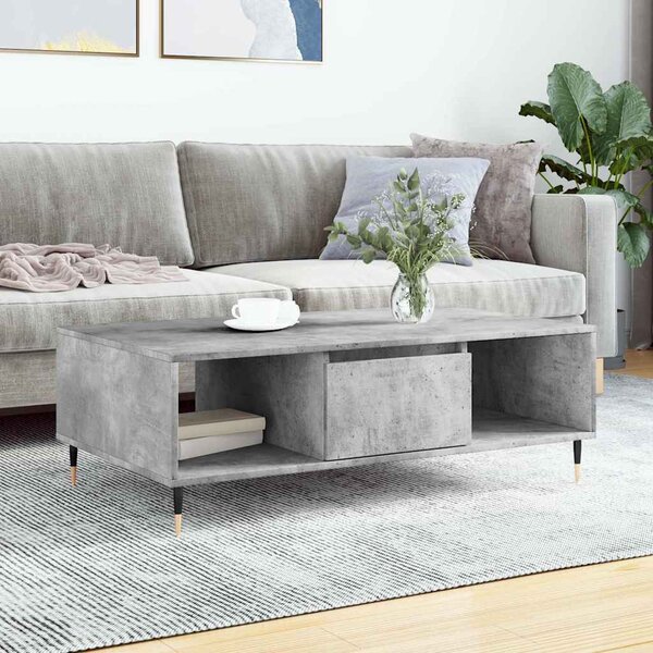 Betonszürke szerelt fa dohányzóasztal 104 x 60 x 35 cm